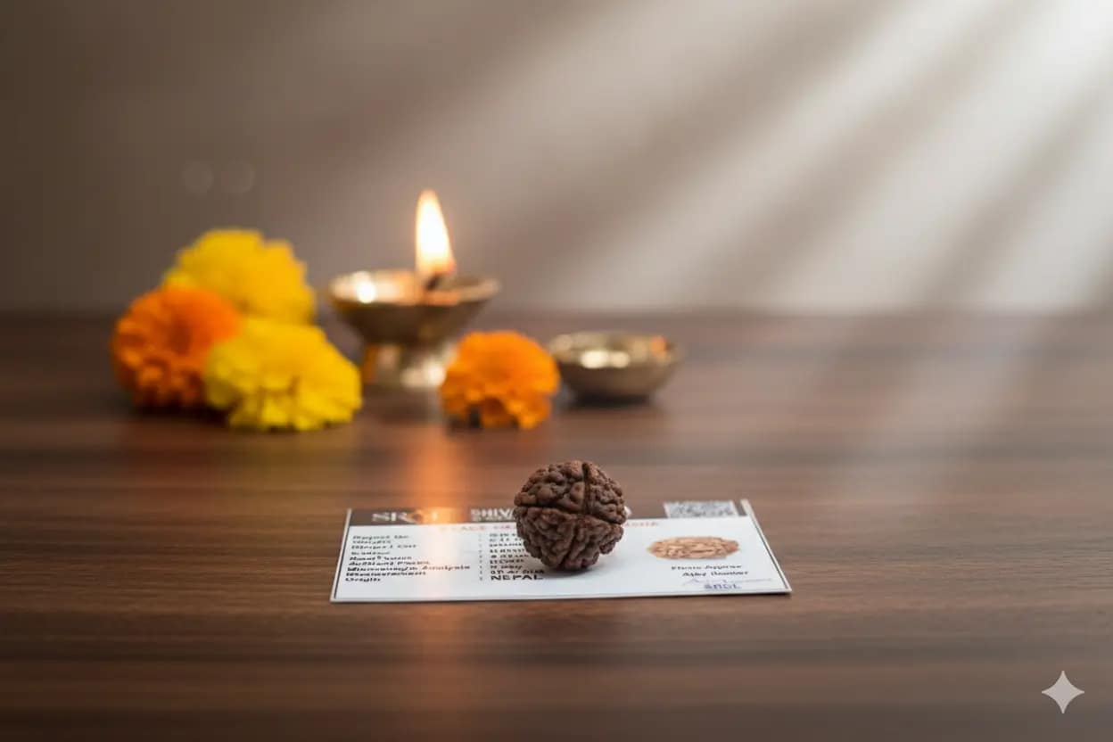 Original 4 Mukhi Rudraksha – Natural Bead | Certified & Energized for Knowledge & Creativity