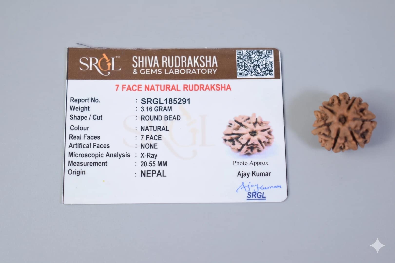 Original 7 Mukhi Rudraksha – Natural Bead | Certified & Energized for Wealth, Career & Prosperity